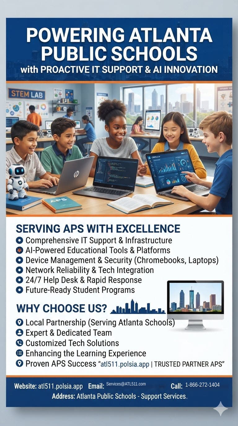 ATL 511 flyer about IT support and AI innovation for Atlanta Public Schools